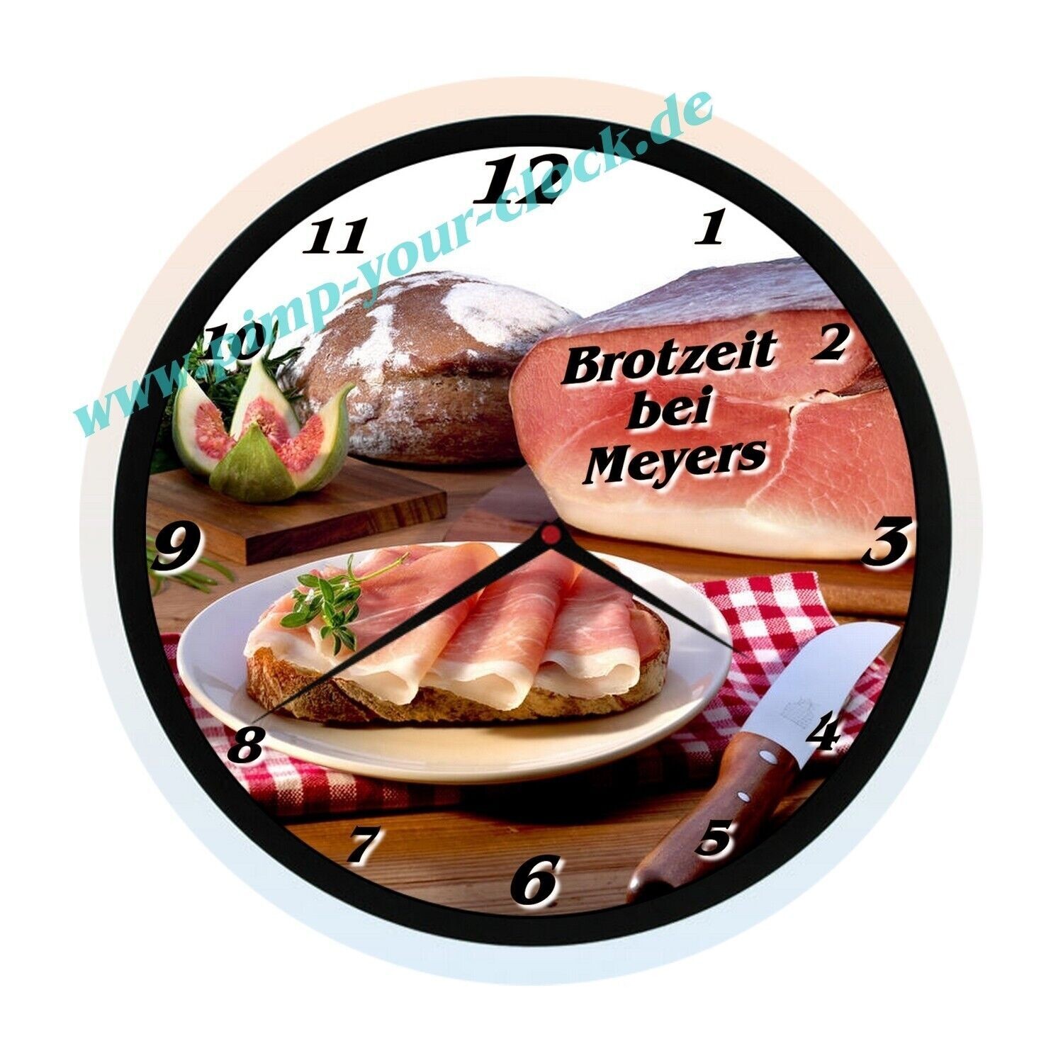 Brot oder Vesper Zeit Uhr mit Namen