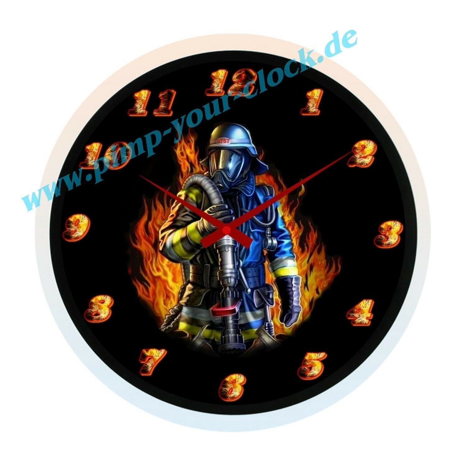 2. Wanduhr Feuer - Feuerwehr mit Aufschrift