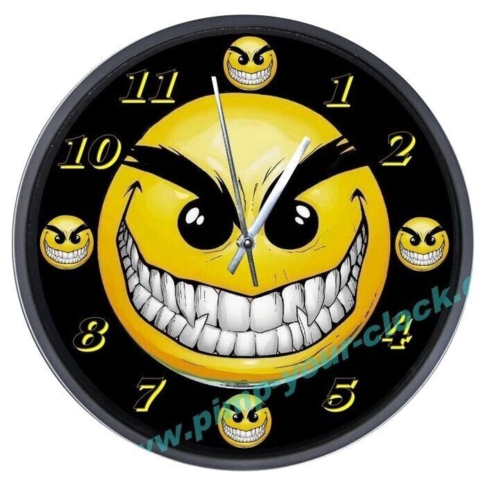 Wanduhr Smiley zornig - witzig