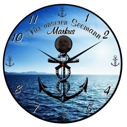 Individuelle Wanduhr mit ihrem Bild - Anker / Boot / Schiff / Meer / Wasser / Seemann