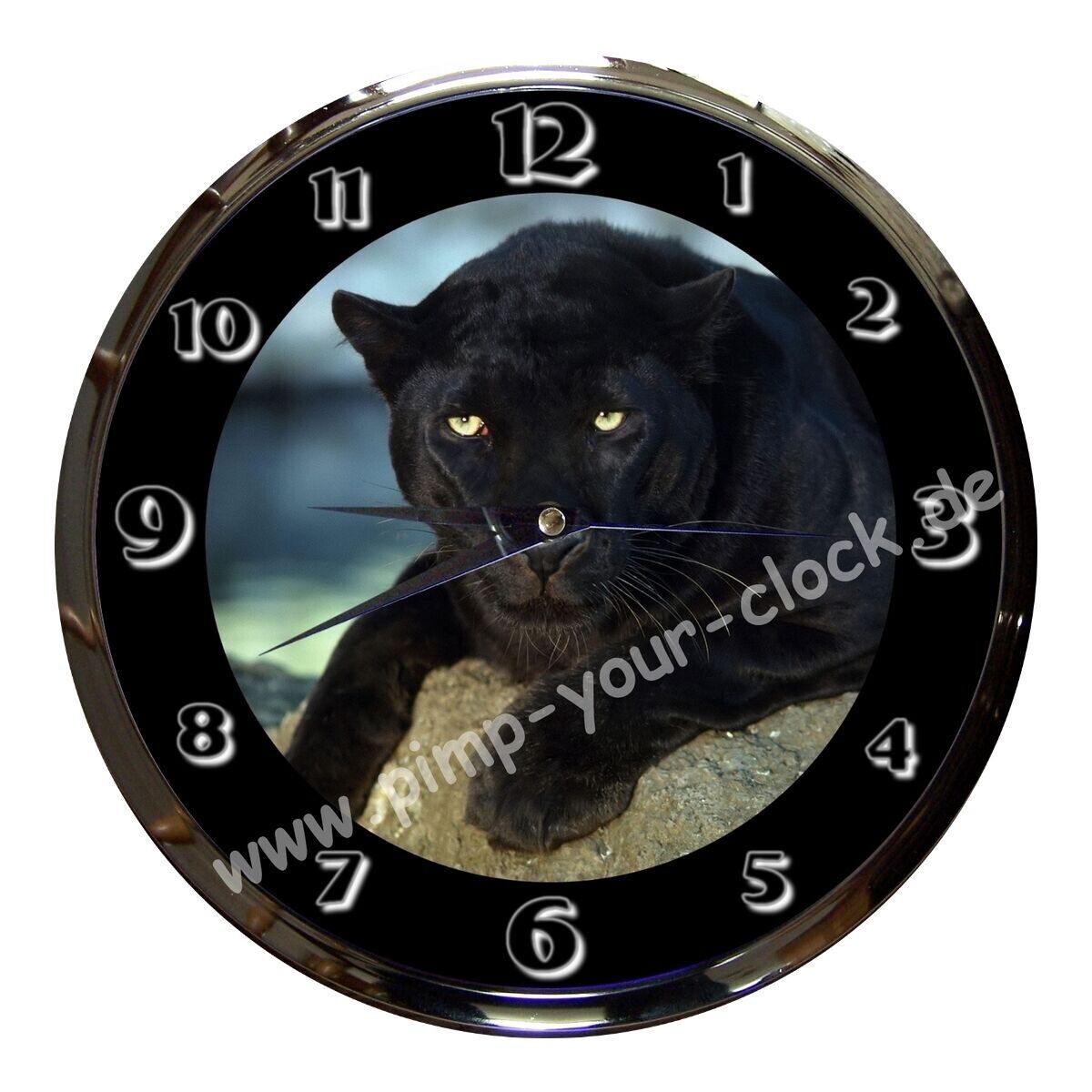 Wanduhr Tier - schwarzer Panther Black Panther Katze Wildkatze