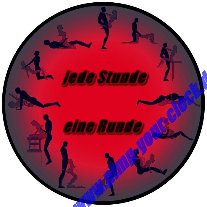 Wanduhr  Sex - Stellungen - mit Spruch in Rot