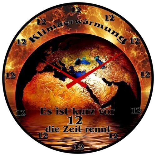 Wanduhr Klimaerwärmung/Klimawandel/Erde/Weltkugel
