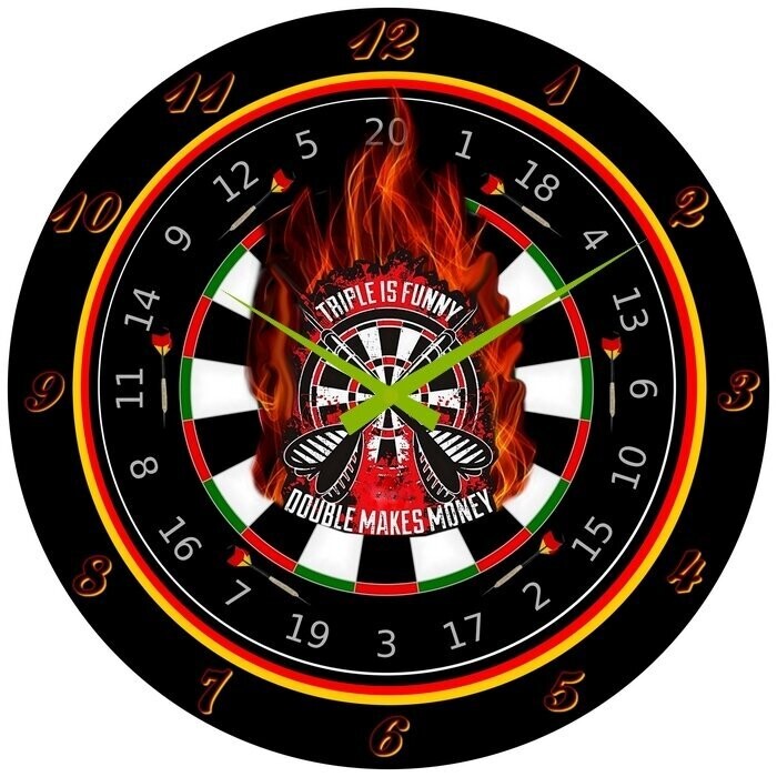 Dartuhr mit mit Aufschrift  Spruch und Feuer