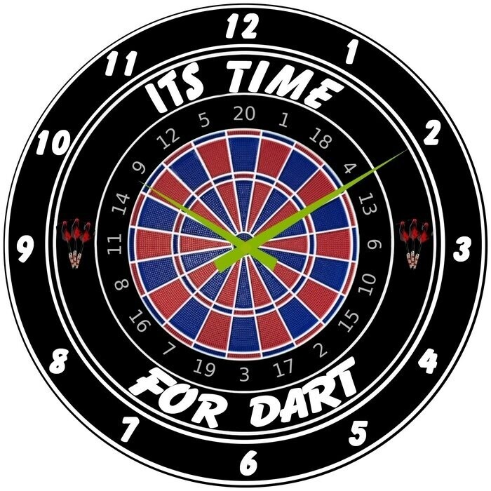 Dartuhr mit Motiv E-Dart - Softdartscheibe mit Aufschrift ITS TIME FOR DART