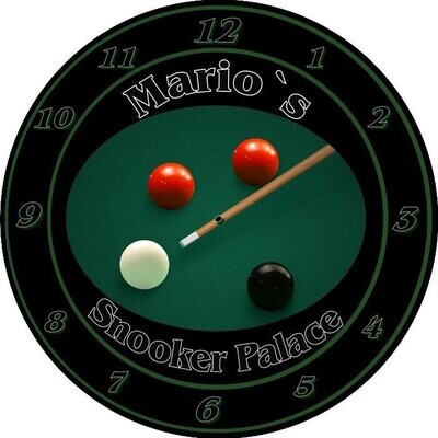 Top Wanduhr " Billard - Snooker  " mit Text