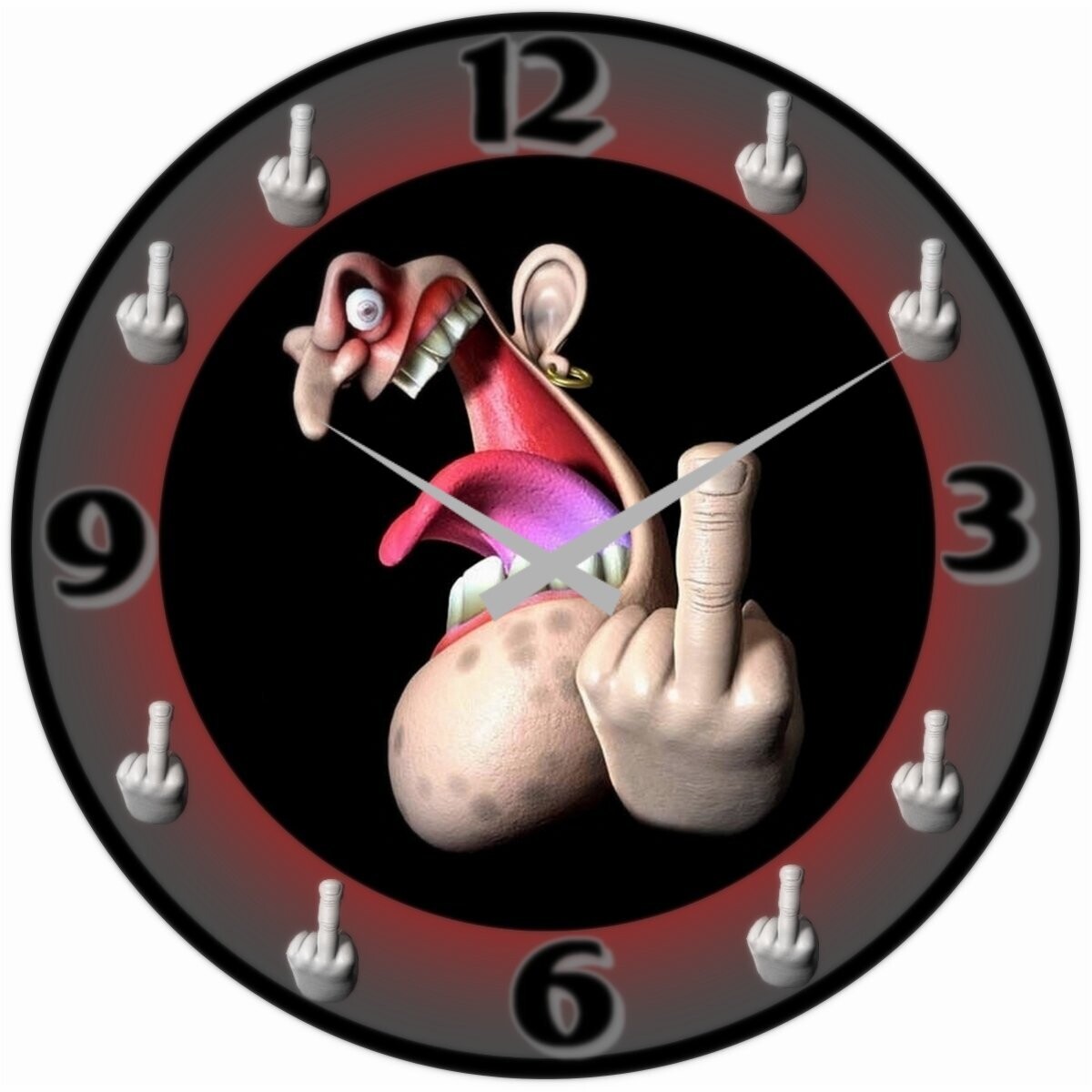 Wanduhr Stinkefinger