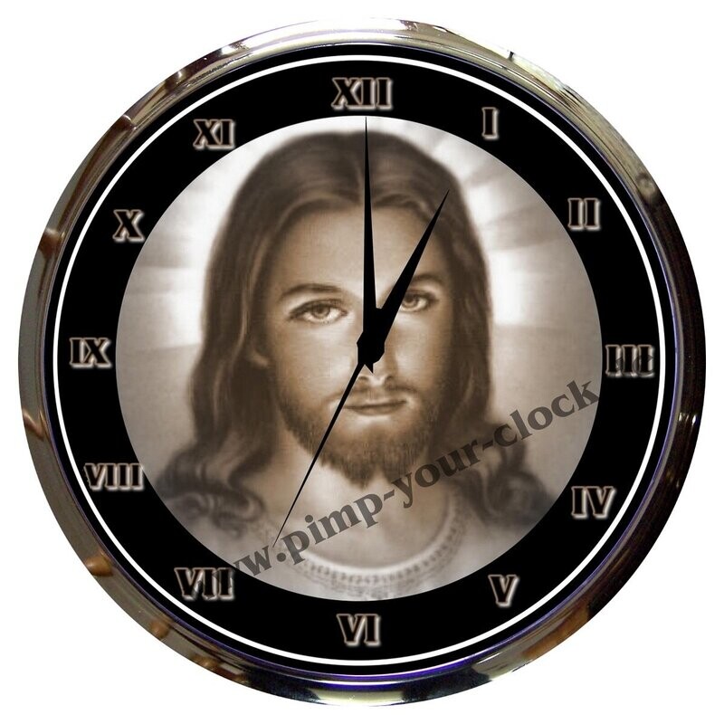 Wanduhr Jesus - Kirche - mit römischen Zahlen Wanduhr Jesus - Kirche - mit römischen Zahlen