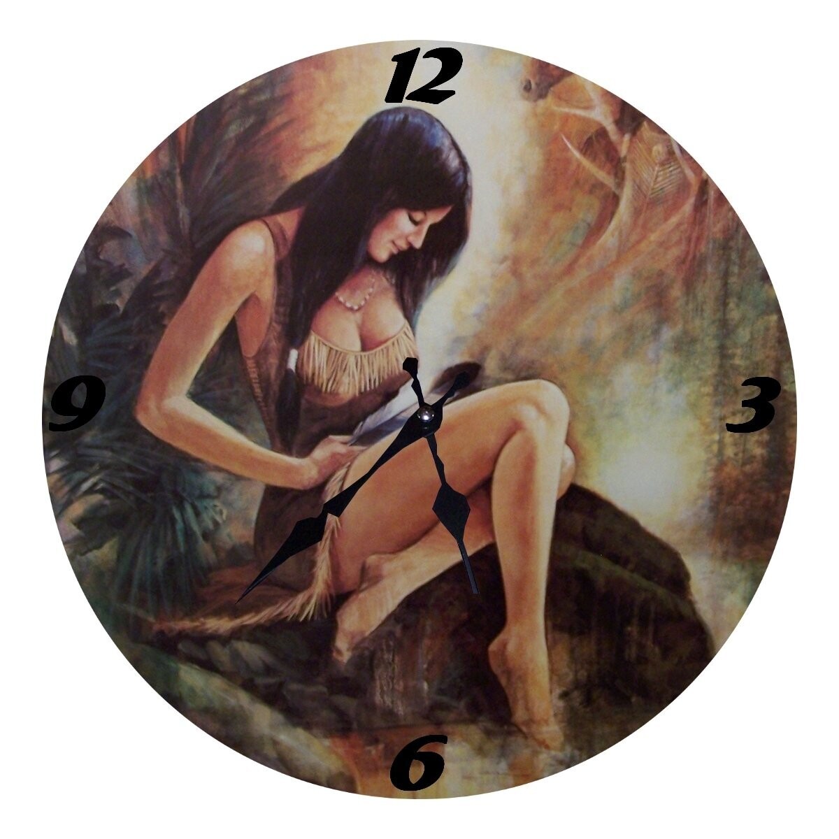 Wanduhr Indianer Frau - Squaw