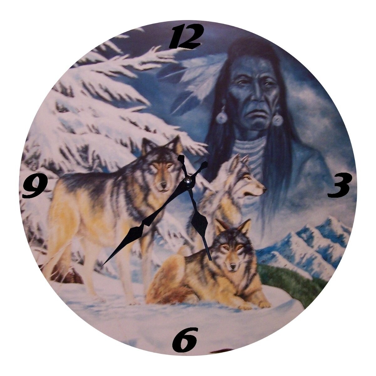 Wanduhr Indianer - Wolf