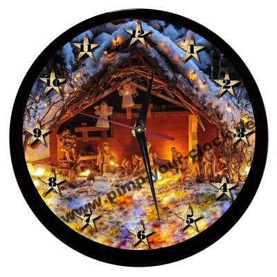 Wanduhr Weihnachtskrippe