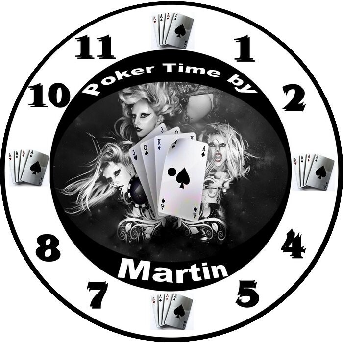 Wanduhr Poker Time mit Namen