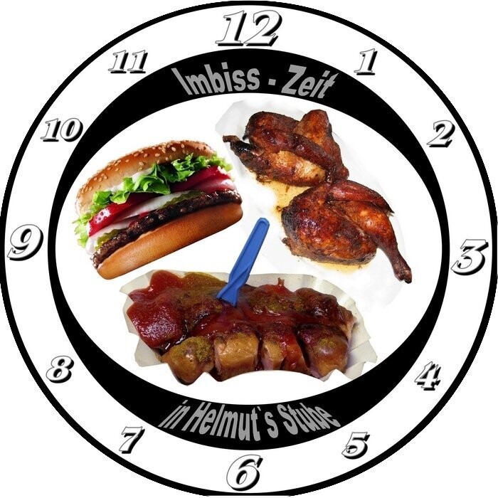 Wanduhr Imbiss mit ihrem Namen