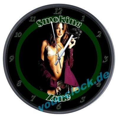 Wanduhr Smoking - Raucher Zone  Girl - Frau