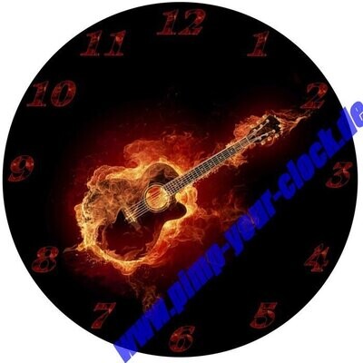 Wanduhr brennende Gitarre