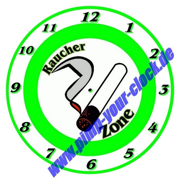 Wanduhr Raucher Zone