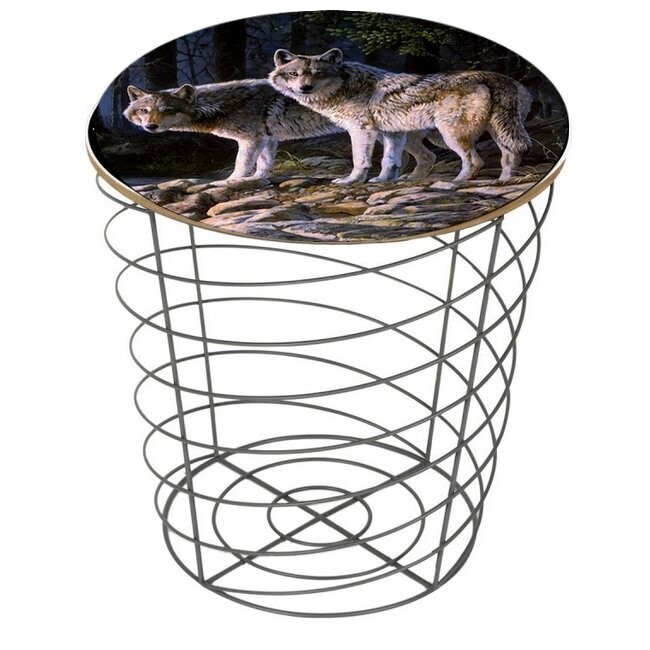 Beistelltisch mit Korb mit Motiv Wolf - Wölfe