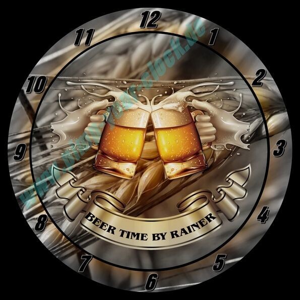 Bier - Beer Zeit / Time Uhr mit Namen