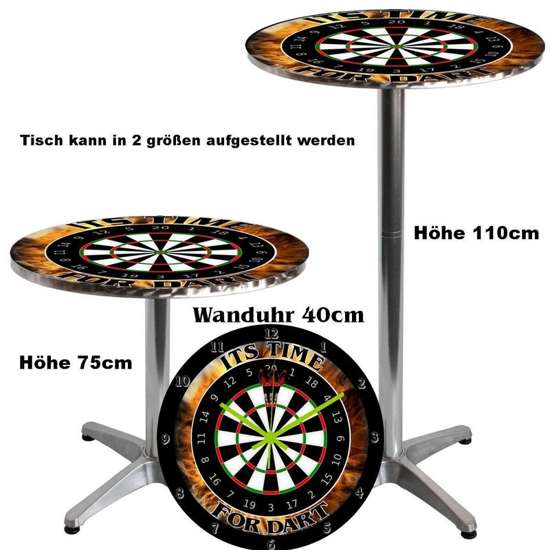 Top Angebot 2 in einem " Darttisch & Dartuhr in 40cm Größe " ITS TIME FOR DART