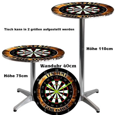 Top Angebot 2 in einem " Darttisch & Dartuhr in 40cm Größe " ITS TIME FOR DART