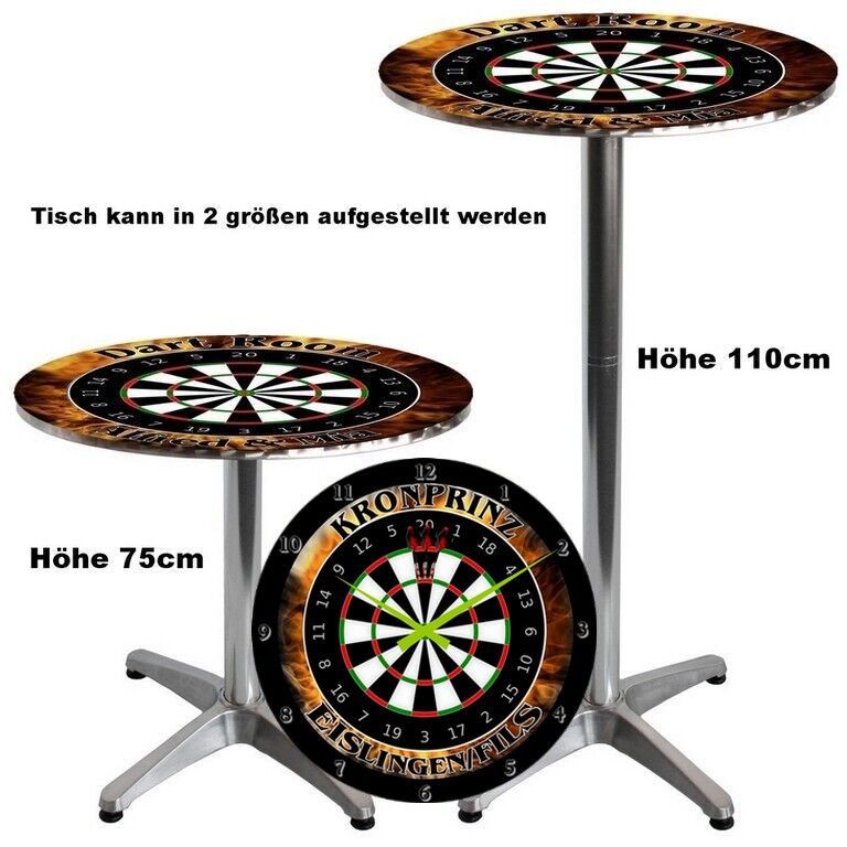 Top Angebot 2 in einem " Darttisch & Dartuhr in 40cm Größe " individuell mit Namen oder Text