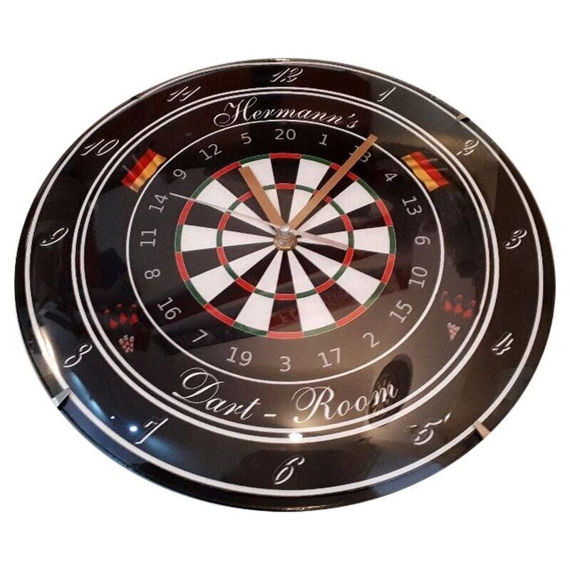 Dartuhr mit Länderflaggen und eigenen Text