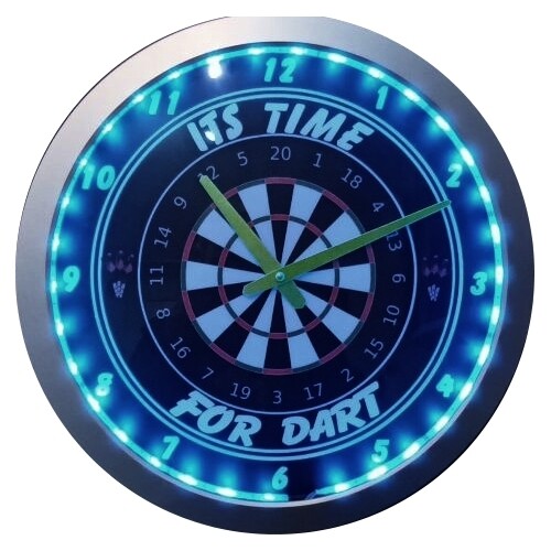 Wanduhr " Dartscheibe mit Aufschrift beleuchtet verschiedenen LED Farben" 40cm