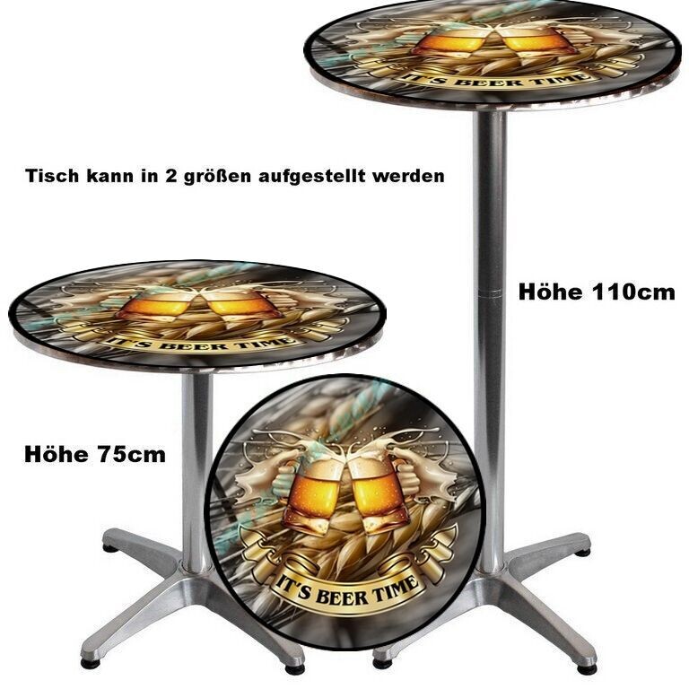 Stehtisch mit Bier-Beer Motiv - individuell mit Text und LED Beleuchtung mit Powerbank bzw Powerakku !!!