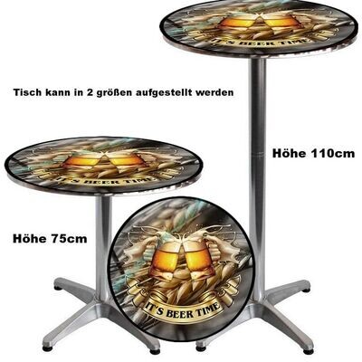 Stehtisch mit Bier-Beer Motiv - individuell mit Text und LED Beleuchtung mit Powerbank bzw Powerakku !!!