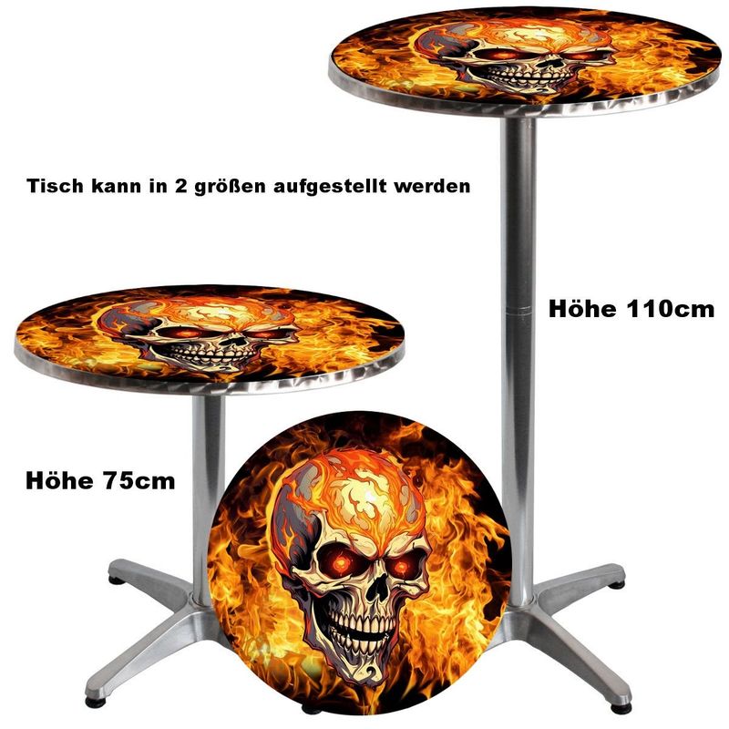 LED Totenkopf - Skull - Horror Bistro bzw. Stehtisch  mit Powerbank bzw Powerakku & USB Anschluss und Fernbedienung für LED