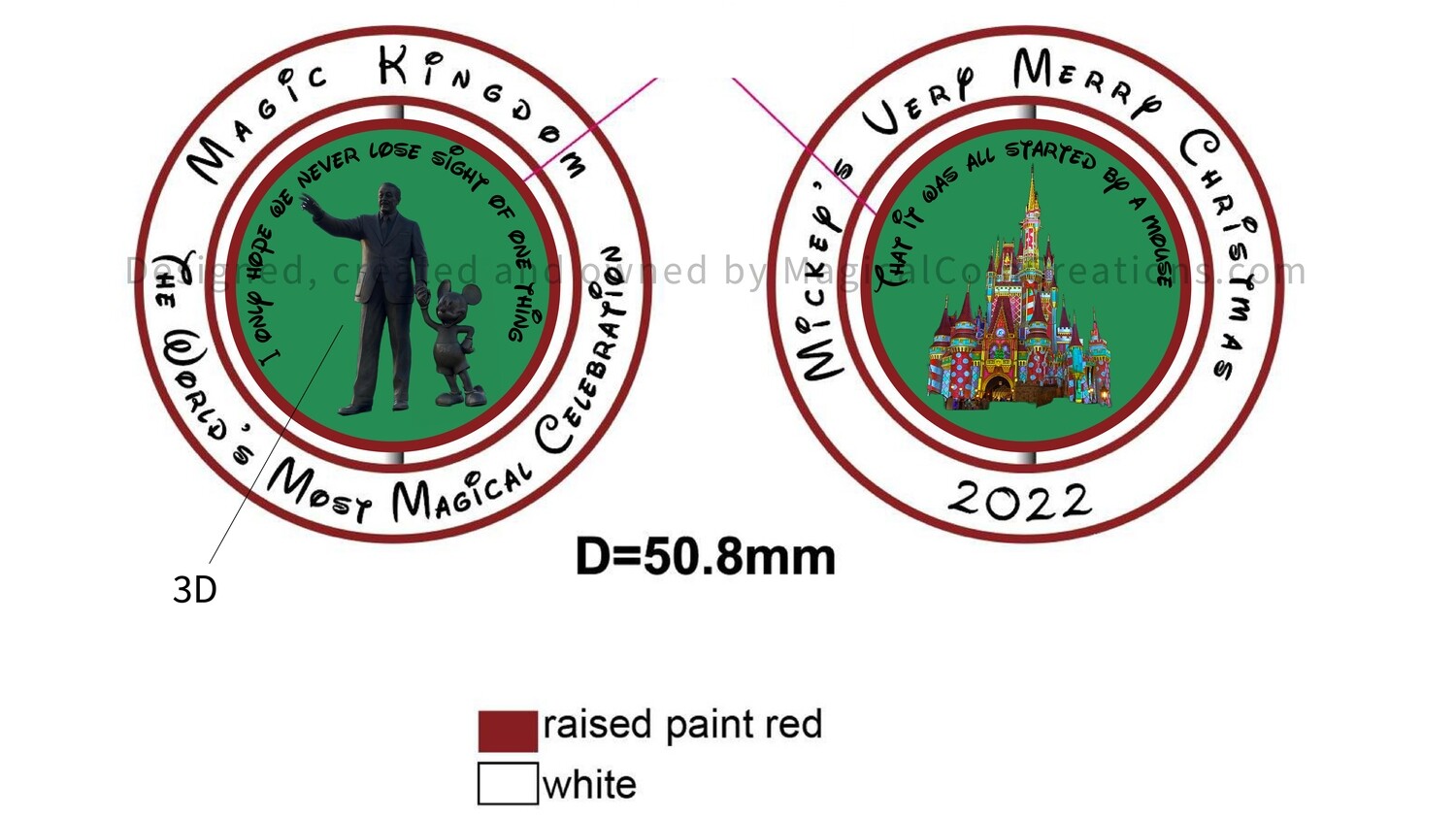 2022 Unofficial Disney Christmas Challenge Coin 4/coin Set Spinning Center!!