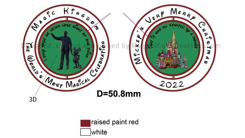 2022 Unofficial Disney Christmas Challenge Coin 4/coin Set Spinning Center!!