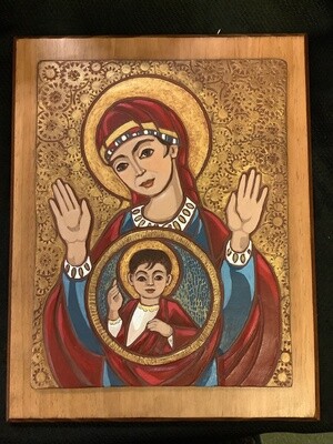 Our Lady of the Sign - Mounted on Wood