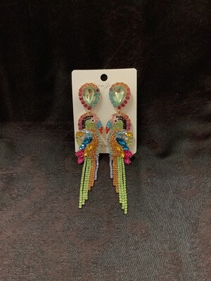 Golden Parrot Tassel Lady Earrings