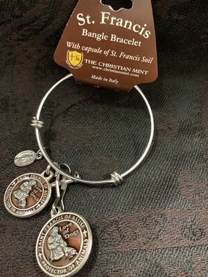 St. Francis Bangle Bracelet with Authentic Soil