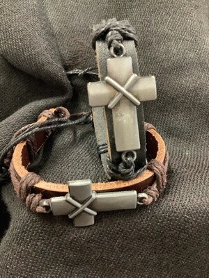 Bold Cross Leather Bracelet