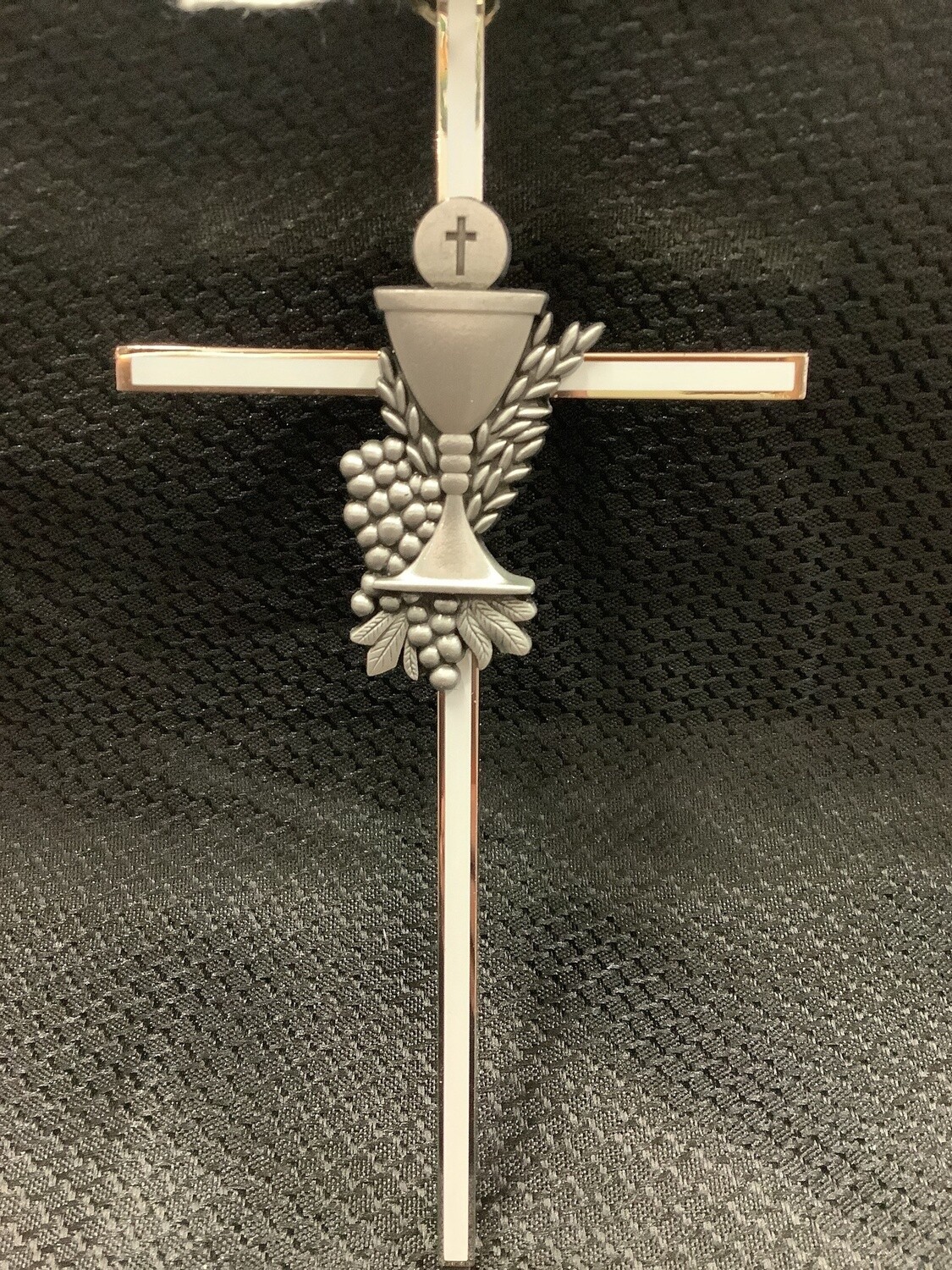 First Communion Cross Metal/White paint
