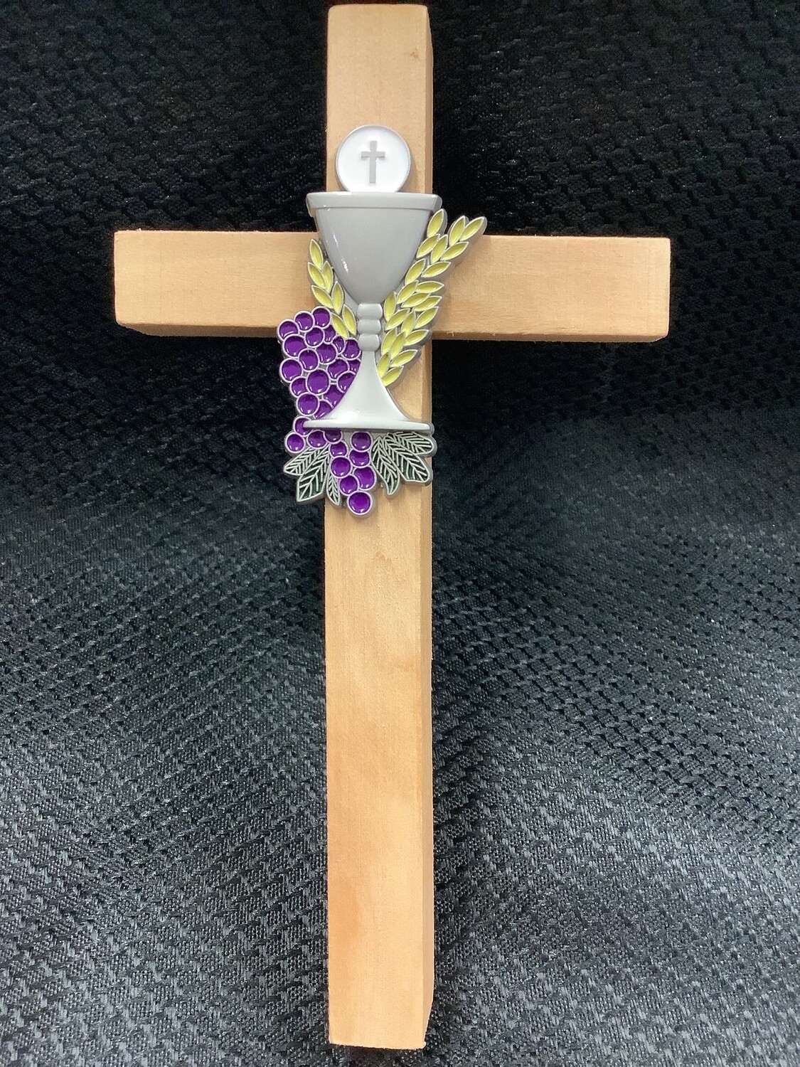 First Communion Wood Cross with Grapes
