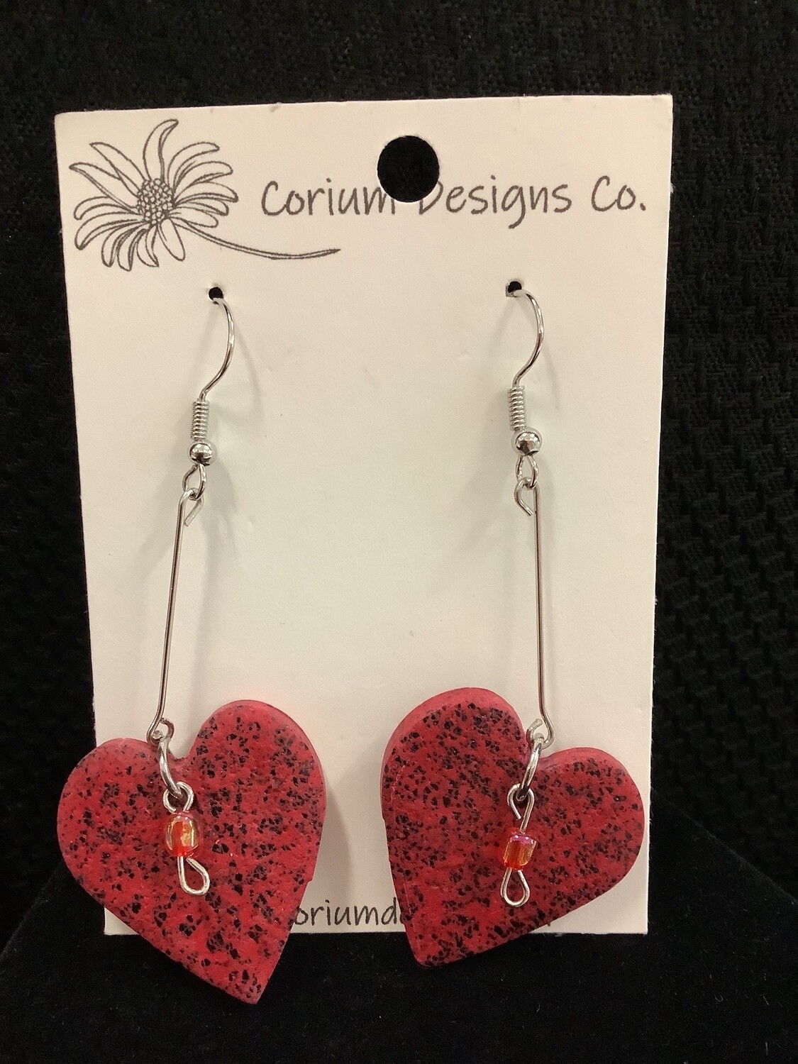 Red Polymer Clay Heart Drops Earrings