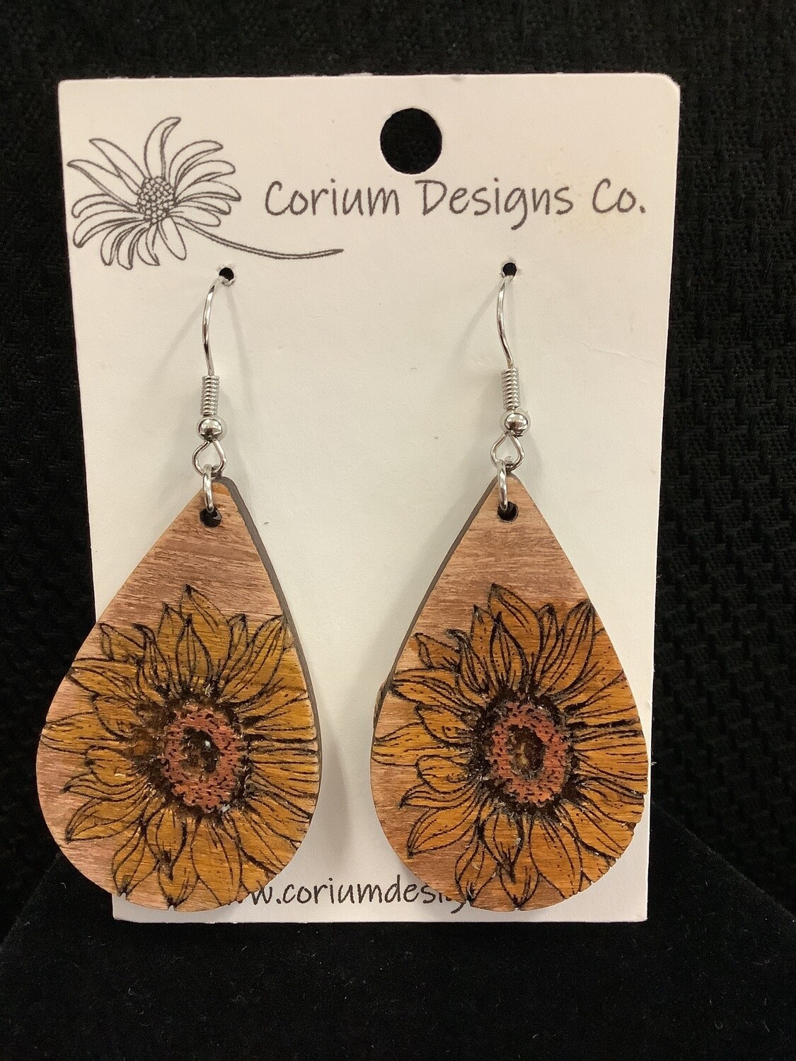 Lightweight Wood Earrings * Sunflowers