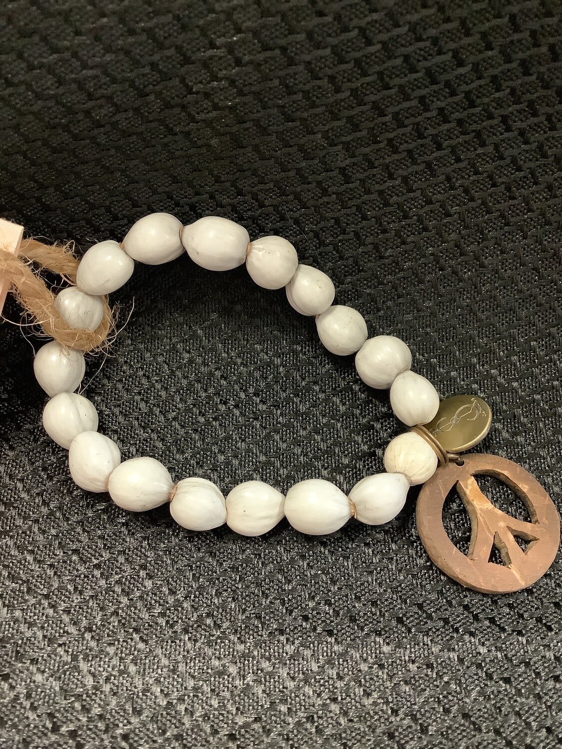 Natural Power Bead Bracelet with Peace Charm