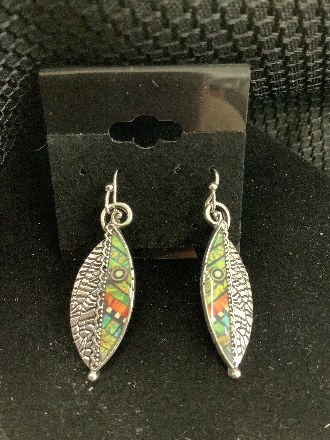 Iridescent Green Leaf Earrings
