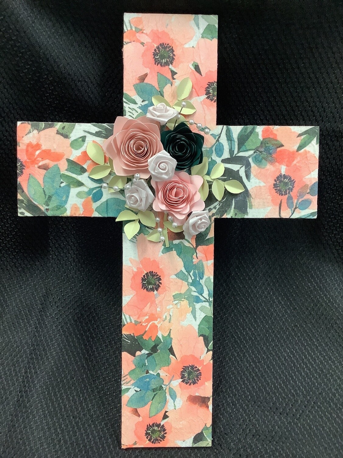 Large Decoupage Cross, Style: Square in Pink