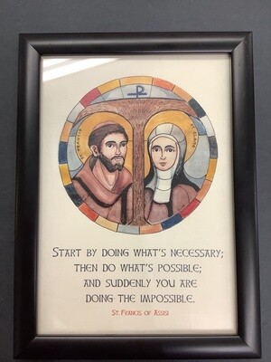 Vintage Sketch St. Francis and St. Clare