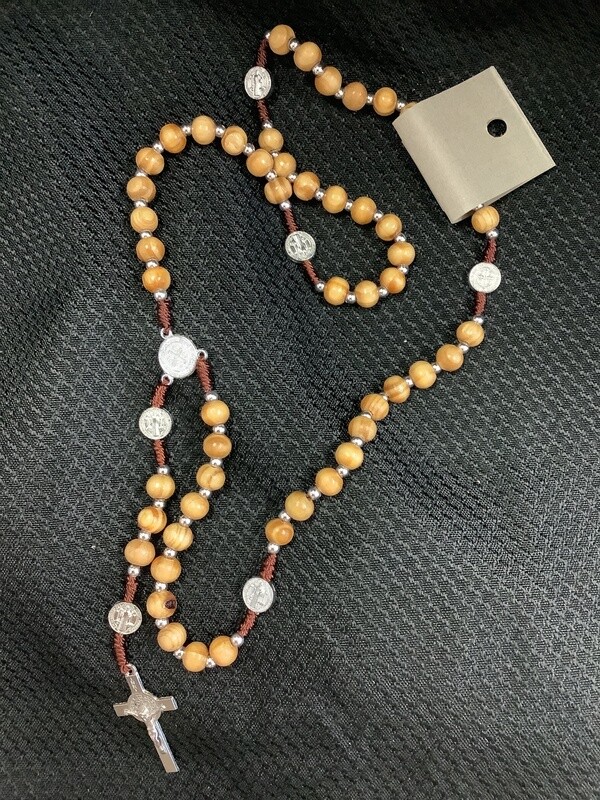 St Bndct Cord Wood Rosary