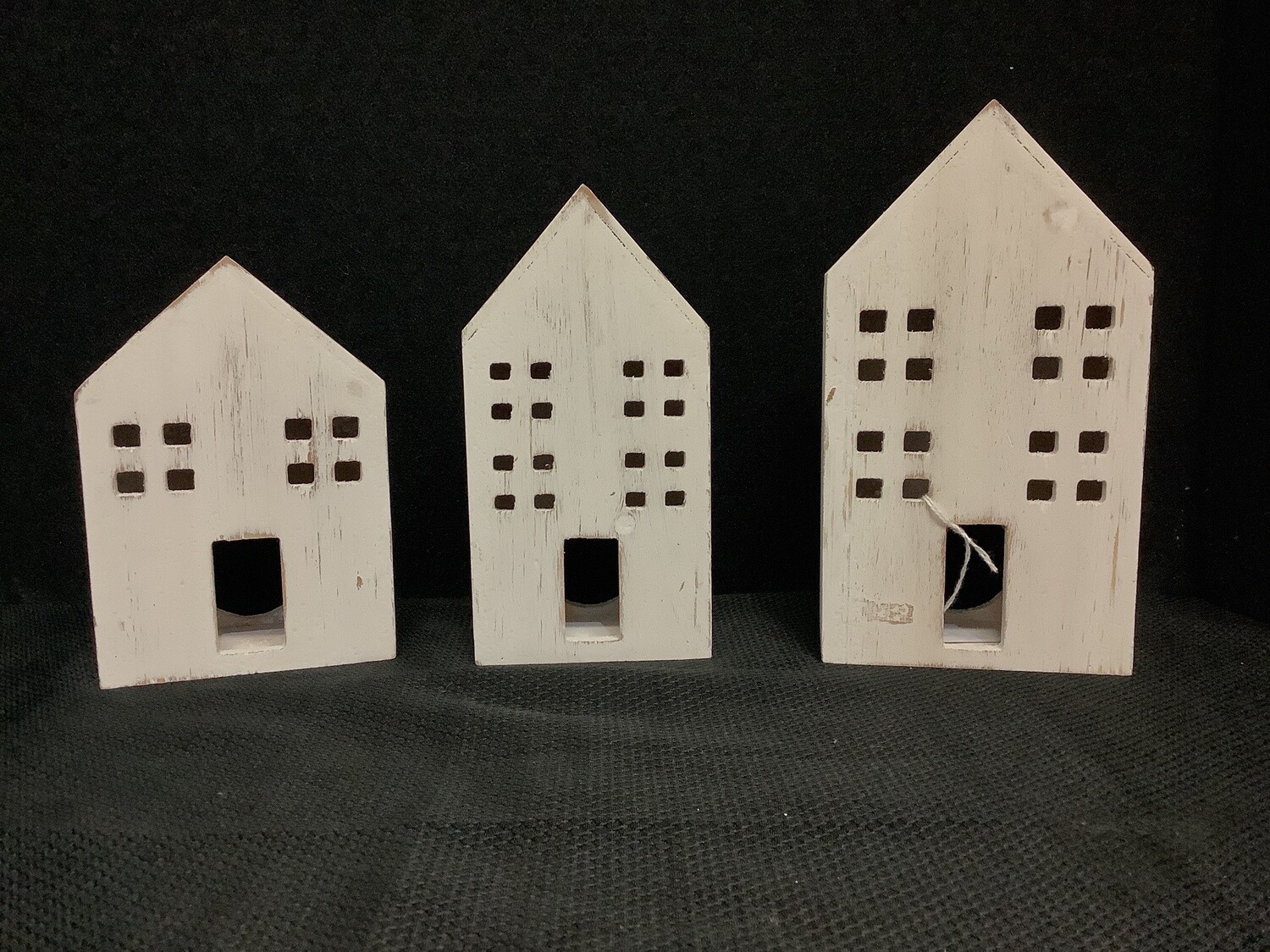 Whitewashed Wooden Houses (Set of 3)