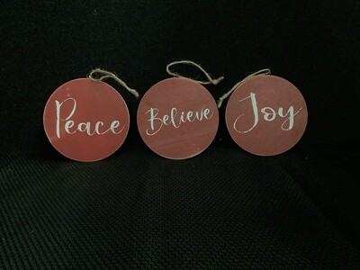 Holiday Script Red Round Ornaments
