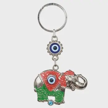 Evil Eye Elephant Key Chain