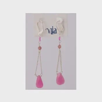 Silver Dangle Stone Earrings