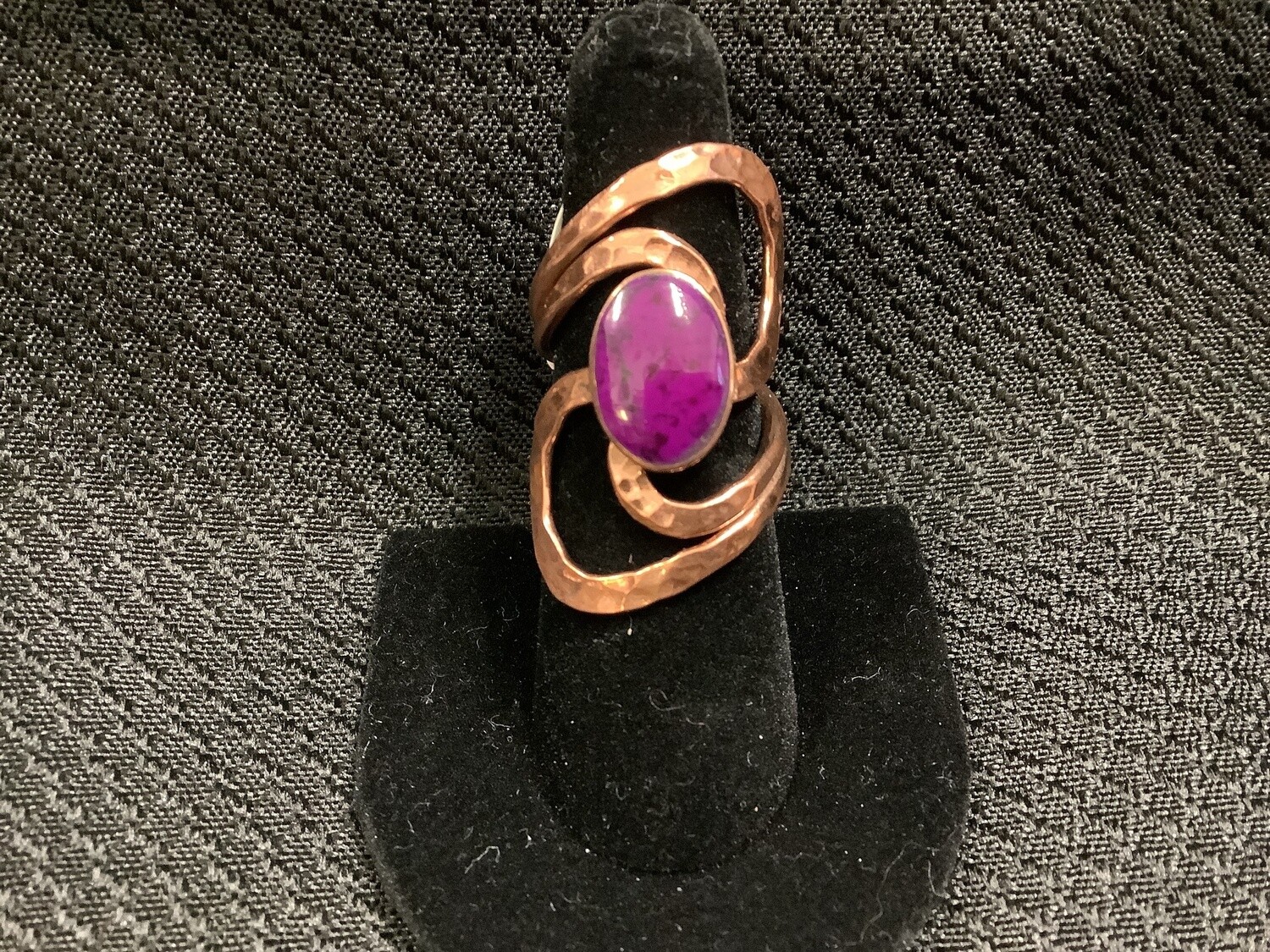 Stone Hammered Copper Art Nouveau Ring